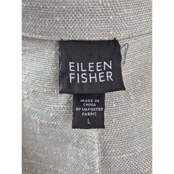 Eileen Fisher Linen Silk Loose Blazer Pale Green NWOT Sz L Snap Front - Picture 3 of 7
